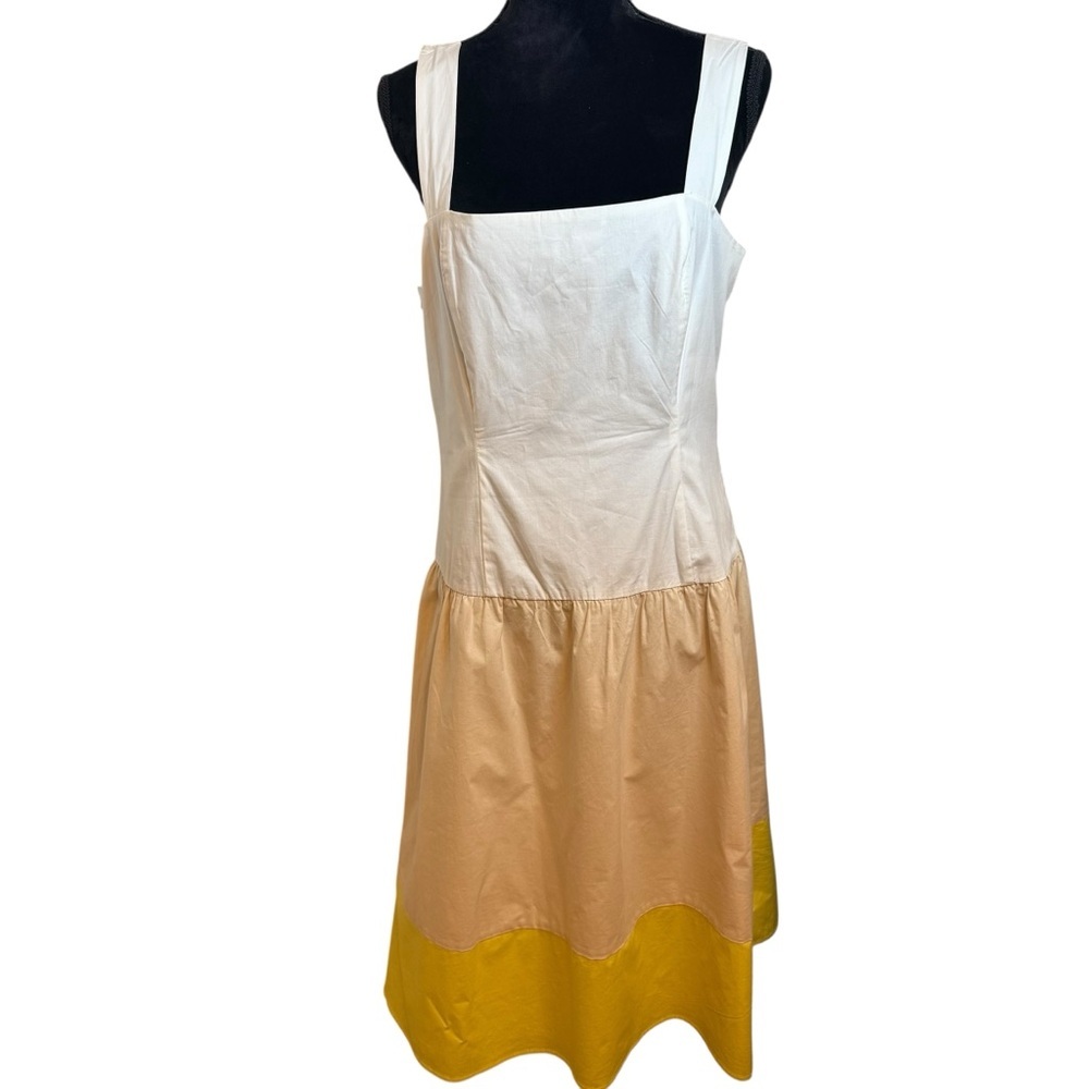 Daniel Cremieux | White/Cream/Yellow Sleeveless Color Block Sundress | Sz 10 - Picture 2 of 10